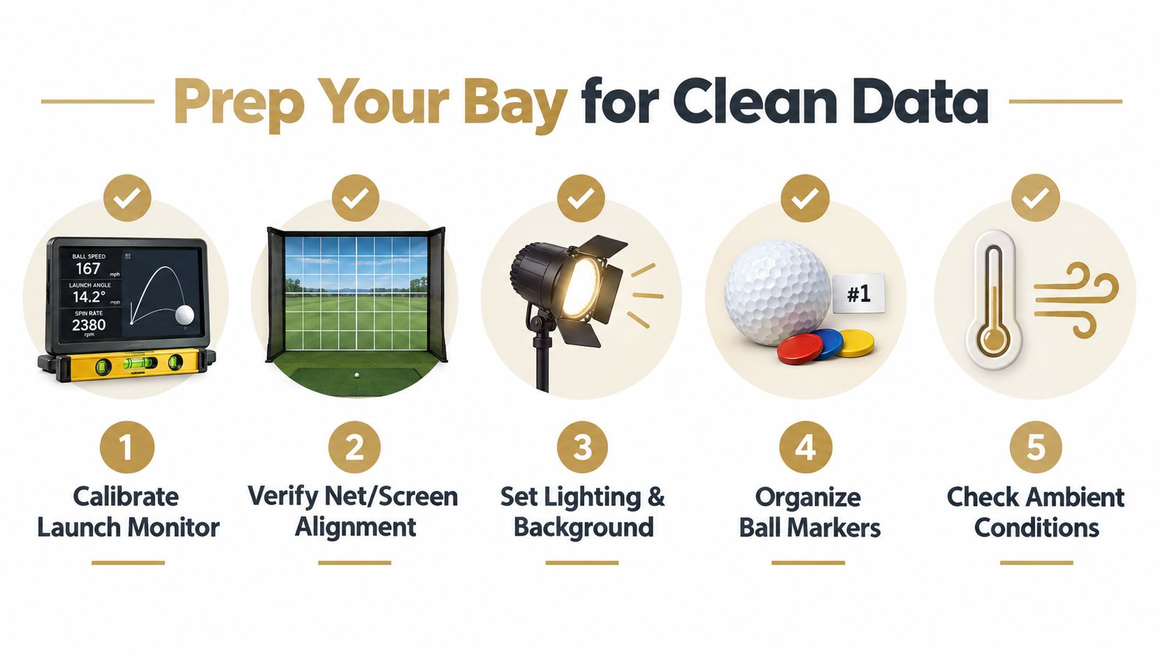 A five-step guide on how to prepare your indoor golf simulator bay for capturing accurate data.